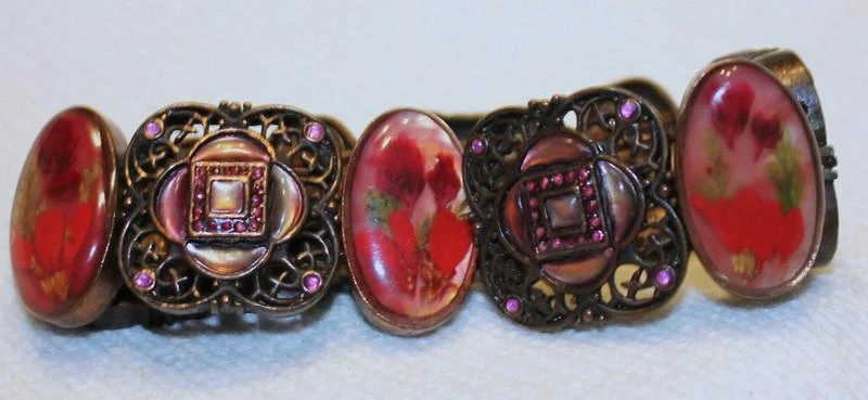 #Bracelet vintage fleurs en résine